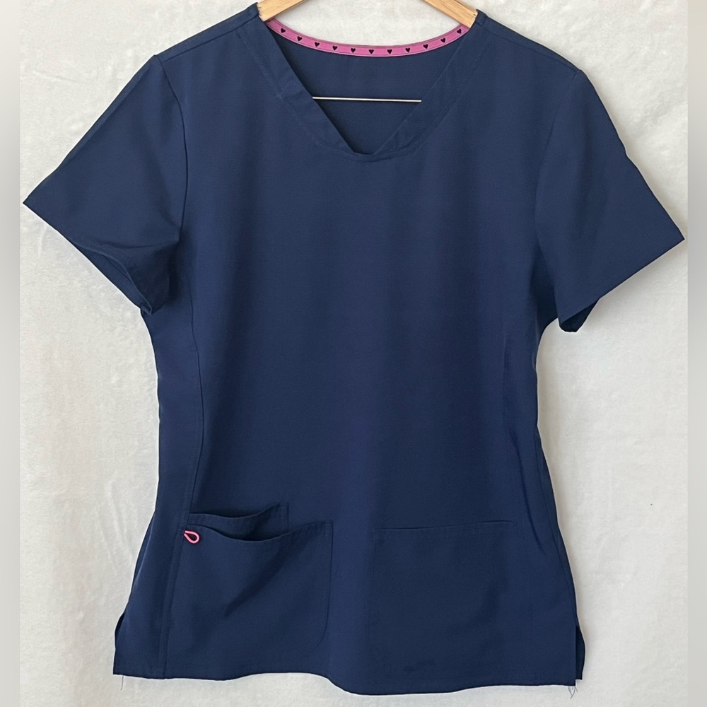 Women’s Navy & Pink V-Neck Scrub Top & Pants Set